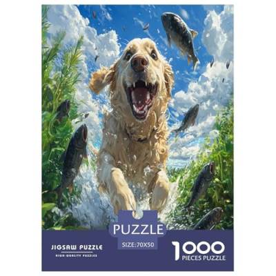 Der Labrador Retriever Puzzle 1000-teilige Schwer Puzzle Spielzeug Lernspiel Impossible Herausforderungsspielzeug Für Erwachsene Und Kinder in Bewährter 70x50cm/1000pcs von ChengzeTCo